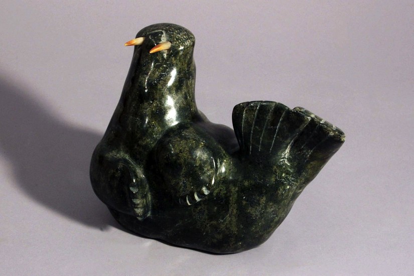 Iluktuk, Frolicking walrus, 1976
Serpentine
Artist is Kuluktuk
SOLD
00527-1