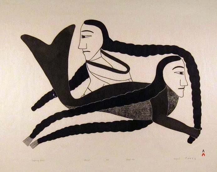 Kenojuak Ashevak, Comparing Braids, 6/50, 1993
Stonecut, 24 1/2 x 30 in. (62.2 x 76.2 cm)
SOLD
01239-2