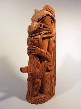 Northwest Coast Anonymous - Totem carved with bear and whale in the style of the Kitanmaax school of Northwest Coast Art (located in Ksan Village)
