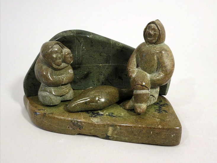 Ningeopik Kulula, Family with seal seated in front of windbreak, 1977
Stone, 3 1/2 x 6 x 4 in. (8.9 x 15.2 x 10.2 cm)
SOLD
00169-1