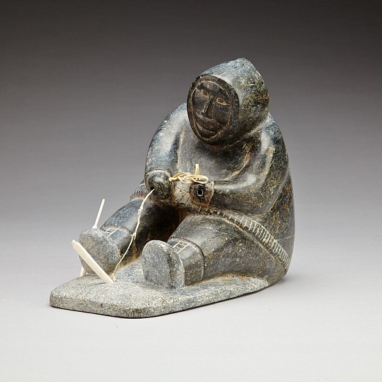 Abraham Nastapoka, Fishing hunter, c. 1965
Stone, leather, antler, 9 x 5 1/2 x 10 1/2 in. (22.9 x 14 x 26.7 cm)
SOLD
01645-1