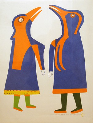 Jessie Oonark, Angakok conjuring birds, 33/44, 1979
Stencil, 30 x 22 in. (76.2 x 55.9 cm)
printed by H. Amitmaaq
SOLD
00585-1