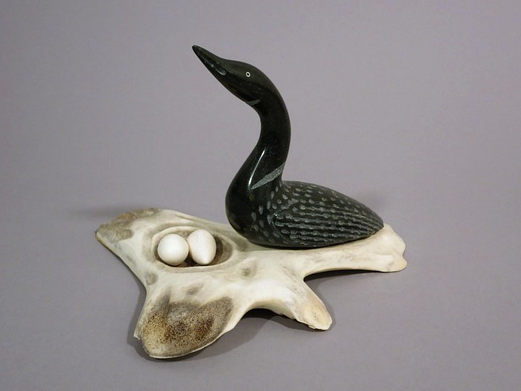 Isaac Panigayak, Loon on a nest
Stone, antler, 6 x 8 1/2 x 8 in. (15.2 x 21.6 x 20.3 cm)
01569-1