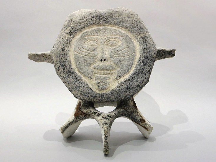 Inuit Anonymous, Janus faced vertebra, c. 1960-1969
Whalebone, 20 1/2 x 22 1/2 x 11 1/2 in. (52.1 x 57.1 x 29.2 cm)
Whalebone vertebra with faces carved on front and back
00019-2