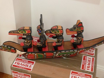 Northwest Coast Anonymous - Model canoe with animal paddlers