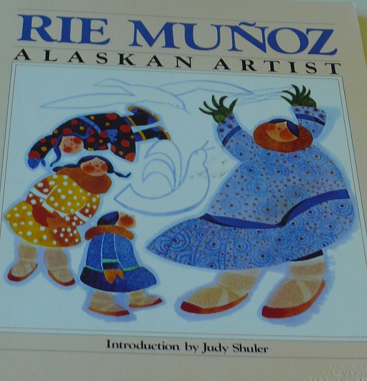 Judy Shuler, Rie Munoz, Alaskan Artist (two books)
Two books illustrating the watercolors and lithographs of Rie Munoz, a non-Alaskan who went north and stayed, producing a large catalogue of graphic art illustrating traditional life.
09561-1